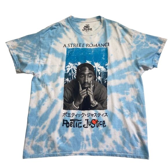 Poetic Justice Tupac A Street Romance Tie-Dye Tee Blue Sz XL - Picture 3 of 10